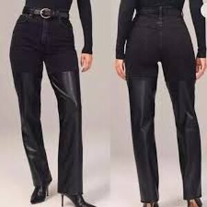 Abercrombie & Fitch 90s Straight Ultra High Rise Curve Love Faux Leather Jeans